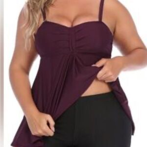 ROVE Purple Ruched Bustier Bikini Top